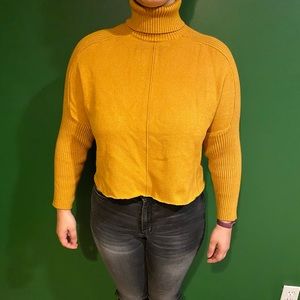 Yellow/mustard color turtle neck sweater, cropped